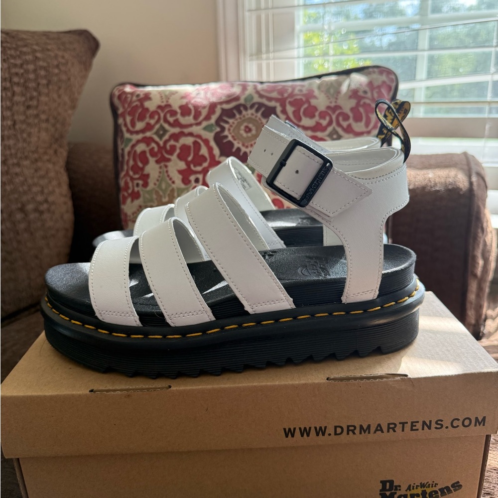 Dr. Martens White Strappy Sandals